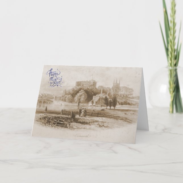 Tarjeta de Año Nuevo Feliz de Tamworth Castle & Mi (Anverso)