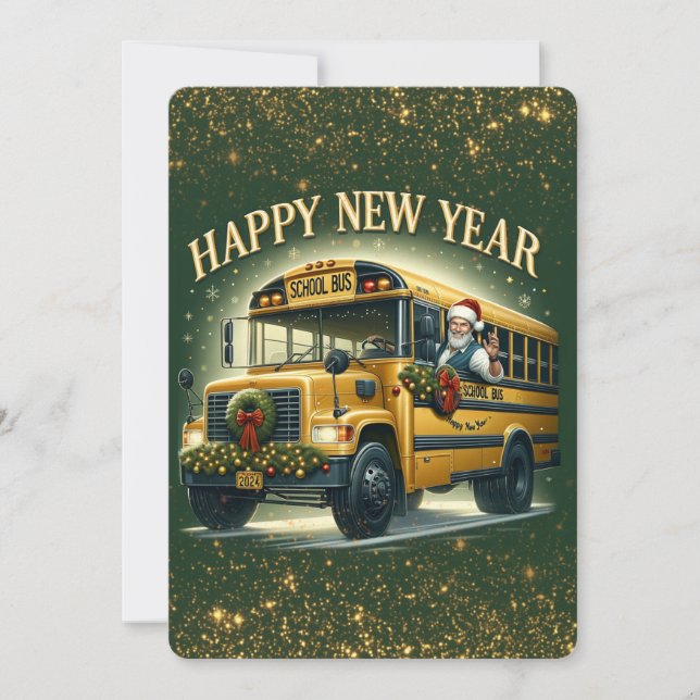 TARJETA DE AÑO NUEVO FELIZ PARA EL CONDUCTOR DE BU (Anverso)