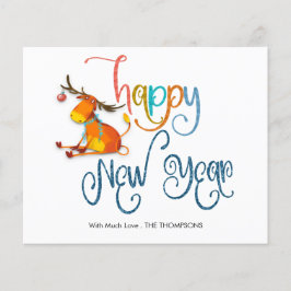 Tarjeta de Año Nuevo Feliz para el Purpurina de Re