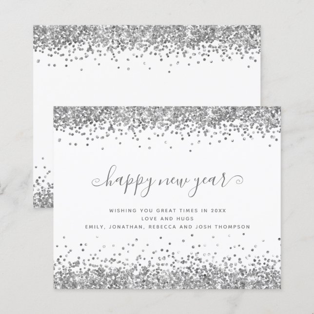 Tarjeta de Año Nuevo Feliz para Fronteras Purpurin (Anverso / Reverso)