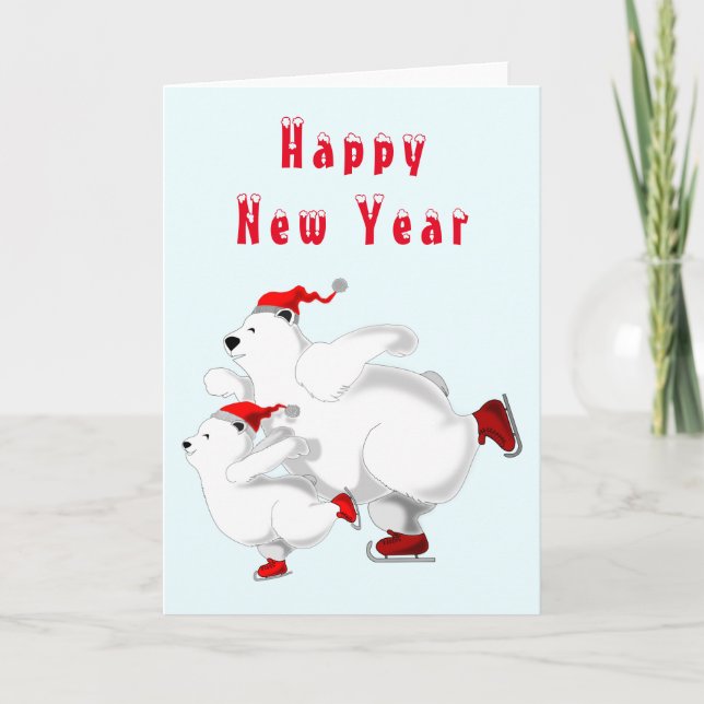 Tarjeta de Año Nuevo Feliz para los Osos (Anverso)