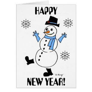Tarjeta de "AÑO NUEVO FELIZ" para Snowman