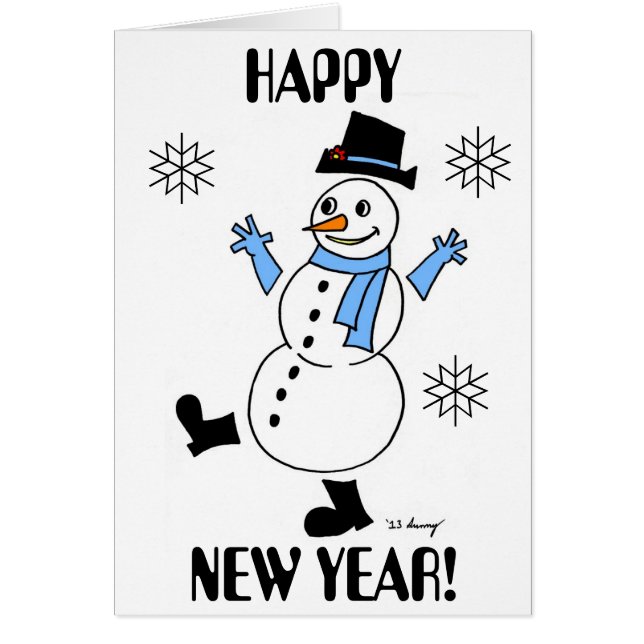 Tarjeta de "AÑO NUEVO FELIZ" para Snowman (Frente)
