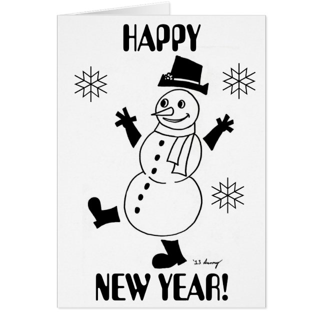 Tarjeta de "AÑO NUEVO FELIZ" para Snowman (Frente)