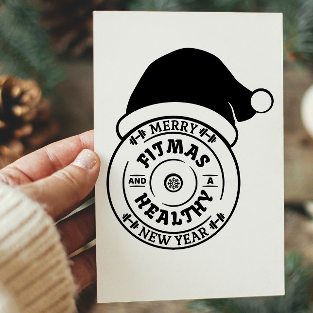 Tarjeta de Año Nuevo para navidades Merry Fitmas y (Subido por el creador)