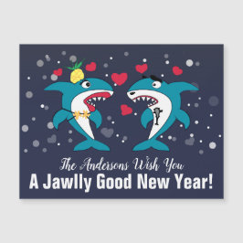 Tarjeta de Año Nuevo personalizada para tiburones 