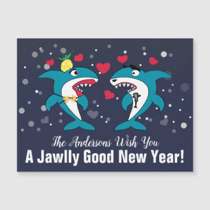 Tarjeta de Año Nuevo personalizada para tiburones 