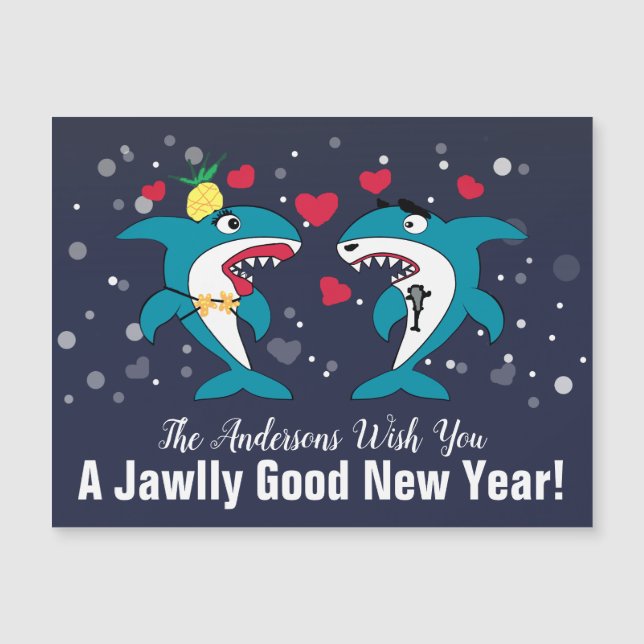 Tarjeta de Año Nuevo personalizada para tiburones  (Anverso)