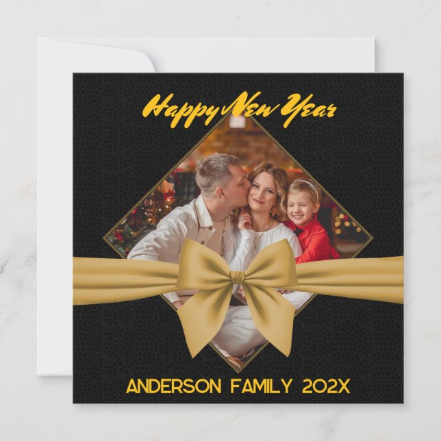 Tarjeta de Año Nuevo personalizado Elegancia Famil (Anverso)
