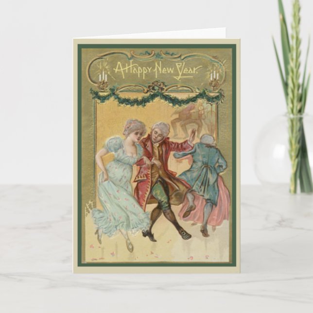 Tarjeta de Año Nuevo Vintage Happy (Anverso)