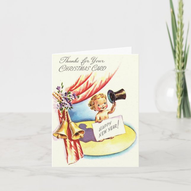 Tarjeta de Año Nuevo Vintage Happy (Anverso)