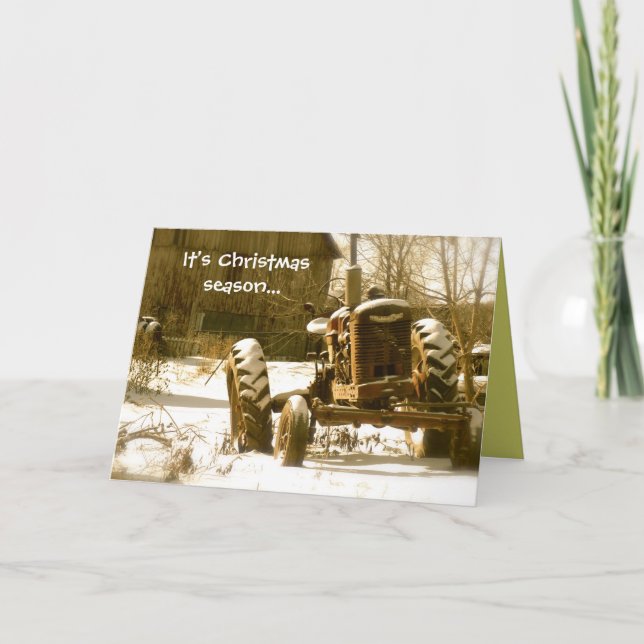 Tarjeta de antiguos Navidades de tractores: tempor (Anverso)