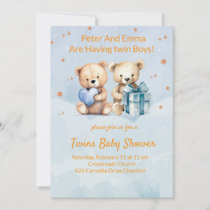 Tarjeta de anuncio de adorables bebés gemelos