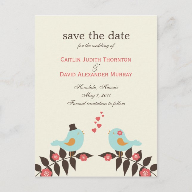 Tarjeta de Anuncio de Amor para Fecha de Boda (Anverso)