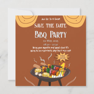 Tarjeta de Anuncio de BBQ Naranja Marrón para Guar