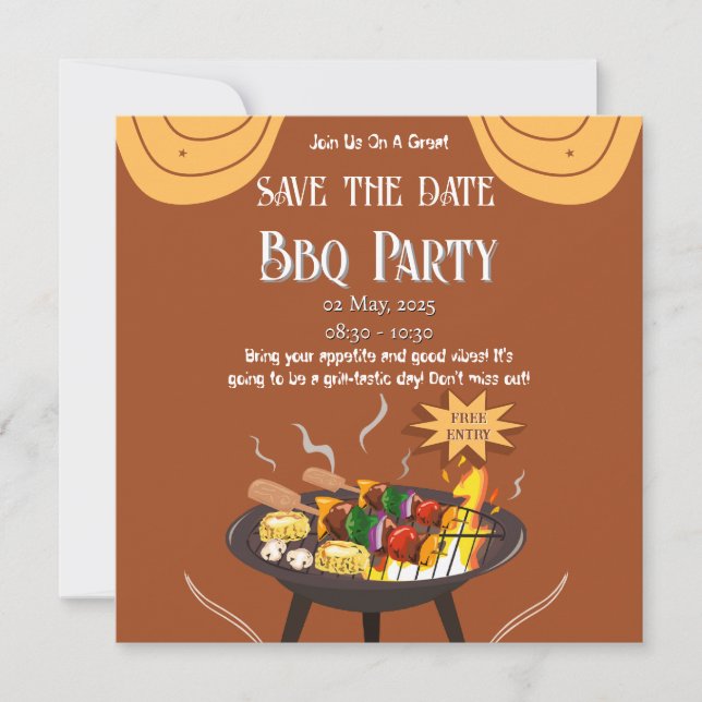 Tarjeta de Anuncio de BBQ Naranja Marrón para Guar (Anverso)