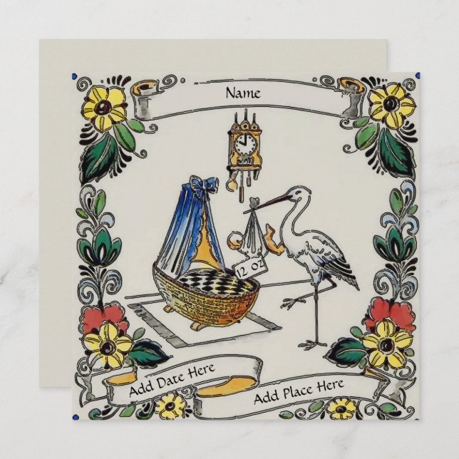 Tarjeta de Anuncio de Bebé (Anverso / Reverso)