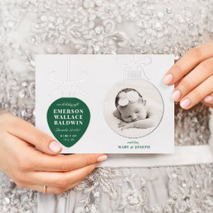 Tarjeta de Anuncio de Bebé Adorno Verde Tarjeta de
