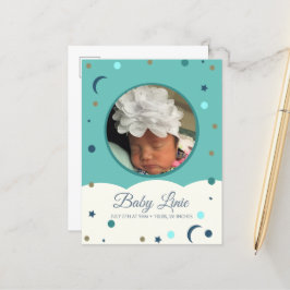 Tarjeta de Anuncio de Bebé con Borde de Nubes y Lu