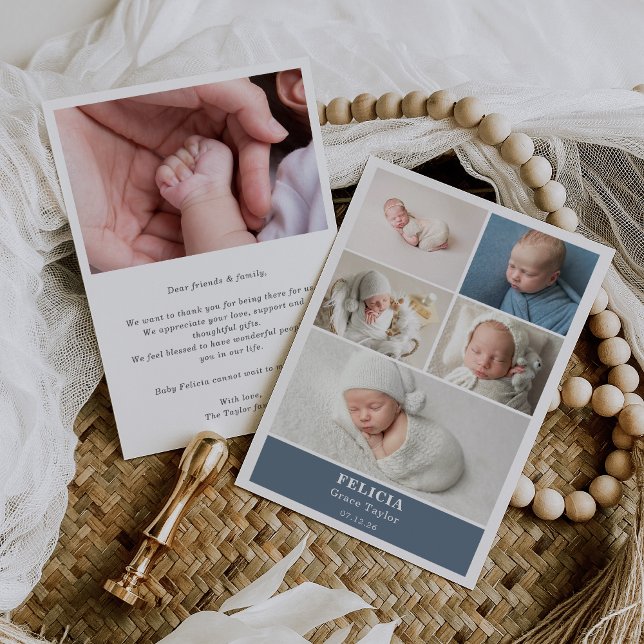 Tarjeta de anuncio de bebé con collage de fotos az (Subido por el creador)