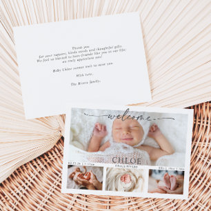 Tarjeta de anuncio de bebé con collage de fotos y 