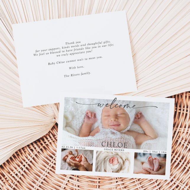 Tarjeta de anuncio de bebé con collage de fotos y  (Subido por el creador)