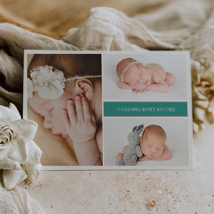 Tarjeta de anuncio de bebé con foto chic gris apag