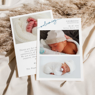 Tarjeta de anuncio de bebé con foto de bienvenida 