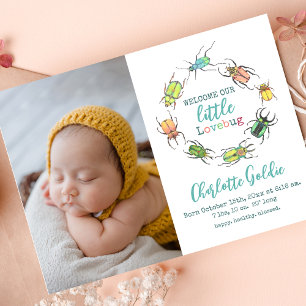 Tarjeta de anuncio de bebé Little Love Bug Baby