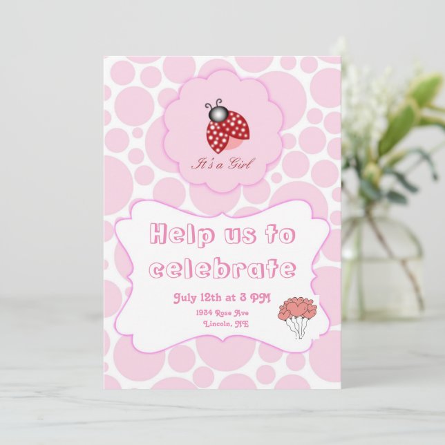 Tarjeta de anuncio de bebé niña (Anverso de pie)