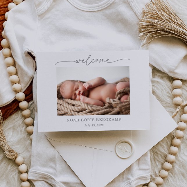Tarjeta de anuncio de bienvenida de foto de bebé g (Subido por el creador)
