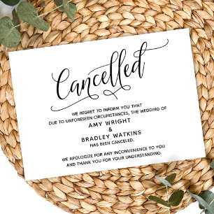 Tarjeta de Anuncio de Boda Cancelada Elegante