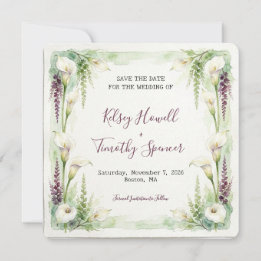Tarjeta de anuncio de boda Cascading Calla