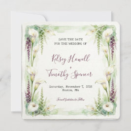 Tarjeta de anuncio de boda Cascading Calla