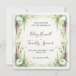 Tarjeta de anuncio de boda Cascading Calla