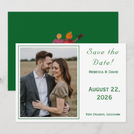 Tarjeta de anuncio de boda católica de Dos Corazon