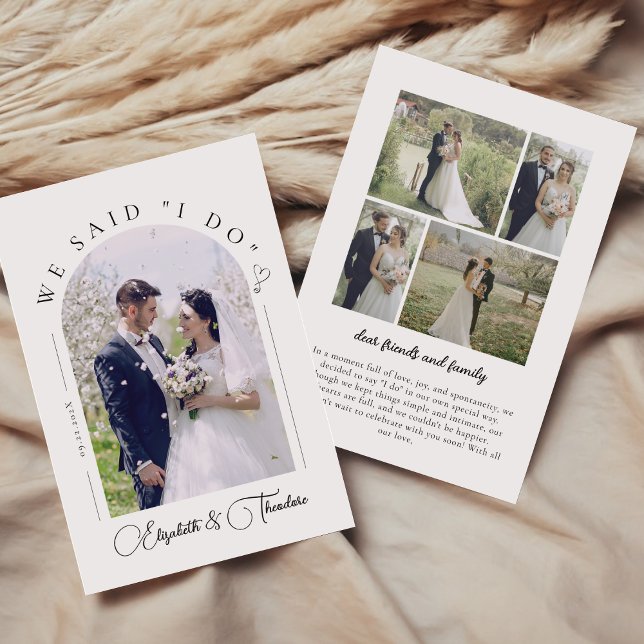 Tarjeta de Anuncio de Boda con 4 Fotos Moderna y E (Subido por el creador)