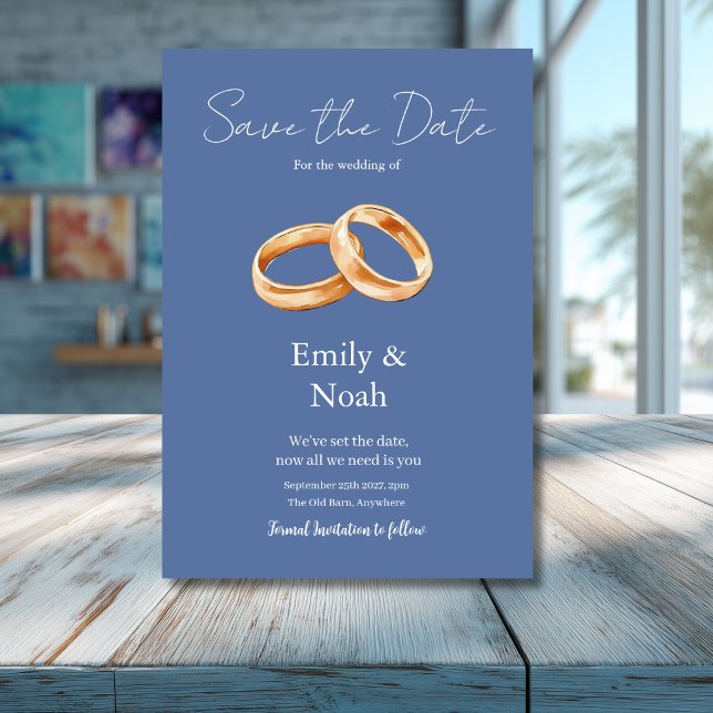 Tarjeta de Anuncio de Boda con Anillos Modernos Az (Subido por el creador)