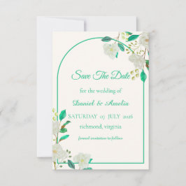 Tarjeta de anuncio de boda con arco de menta
