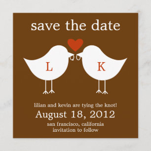 Tarjeta de Anuncio de Boda con Aves - Chocolate
