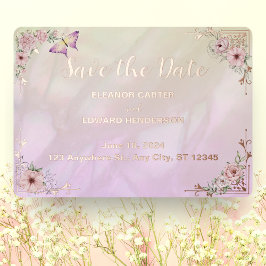 Tarjeta de anuncio de boda con bouquet de peonía e