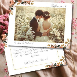 Tarjeta de Anuncio de Boda con Diseño Floral Elega