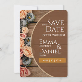 Tarjeta de Anuncio de Boda con Encanto Rústico