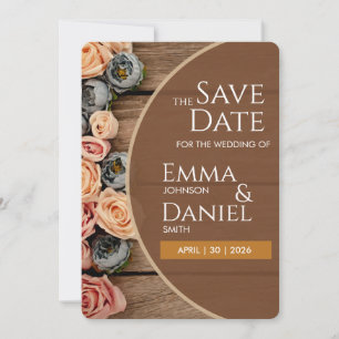 Tarjeta de Anuncio de Boda con Encanto Rústico
