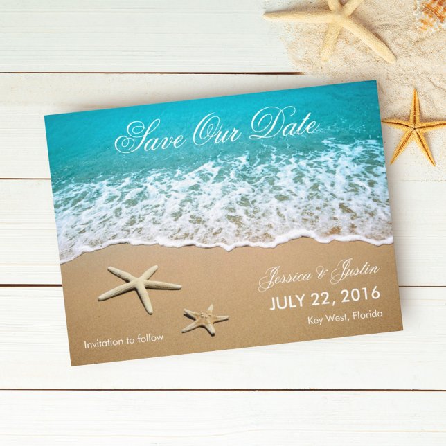 Tarjeta de Anuncio de Boda con Estrellas de Mar (Subido por el creador)