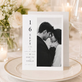 Tarjeta de anuncio de boda con fecha vertical.