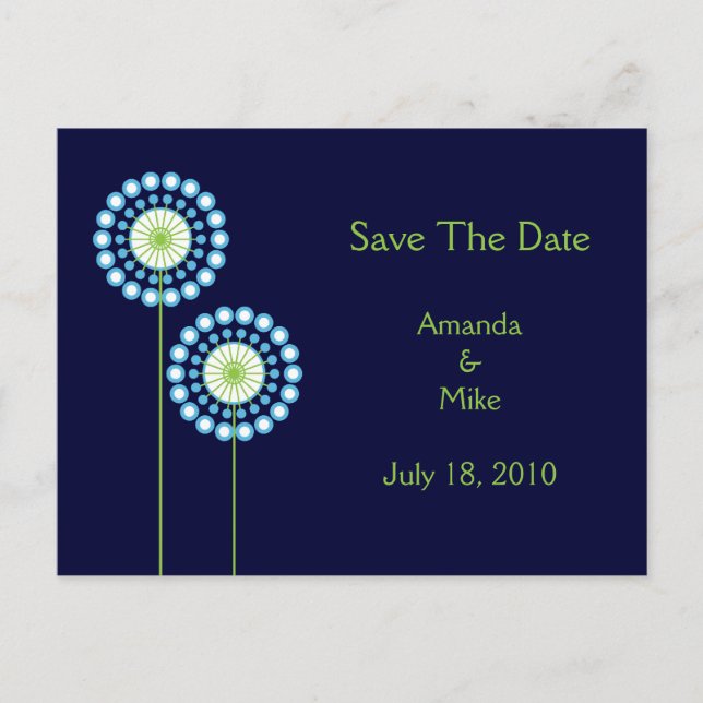 Tarjeta de Anuncio de Boda con Flores de Diente de (Anverso)
