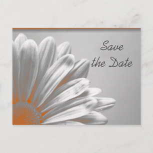 Tarjeta de anuncio de boda con flores naranjas Sav