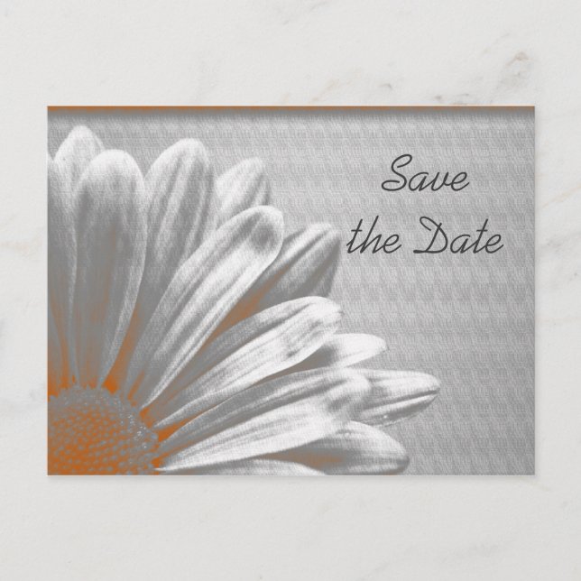 Tarjeta de anuncio de boda con flores naranjas Sav (Anverso)