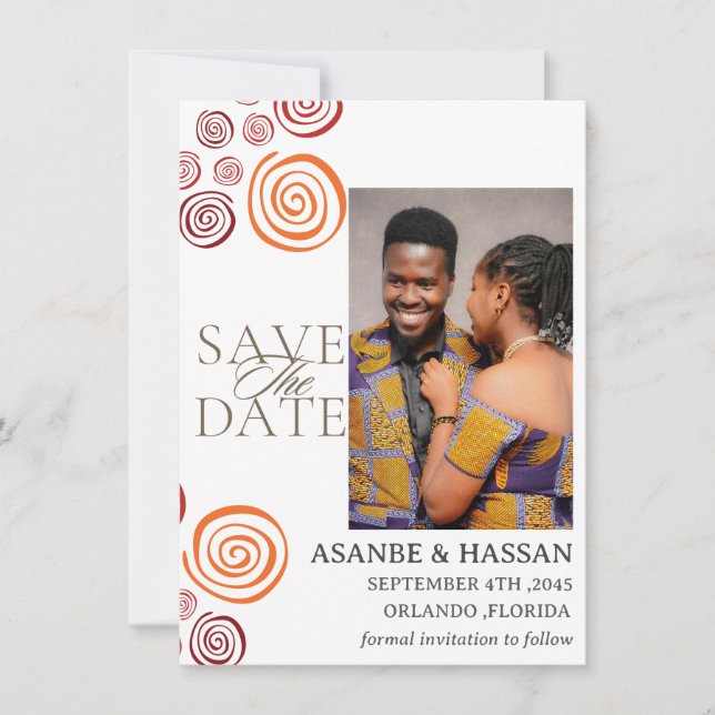 Tarjeta de anuncio de boda con forma africana abst (Anverso)